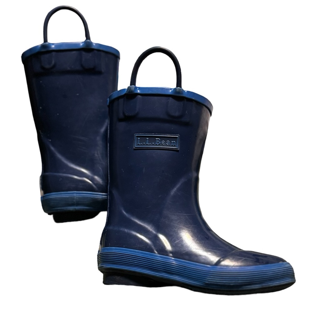 L.L bean kids dark blue boys rain rubber boots size toddlers 8